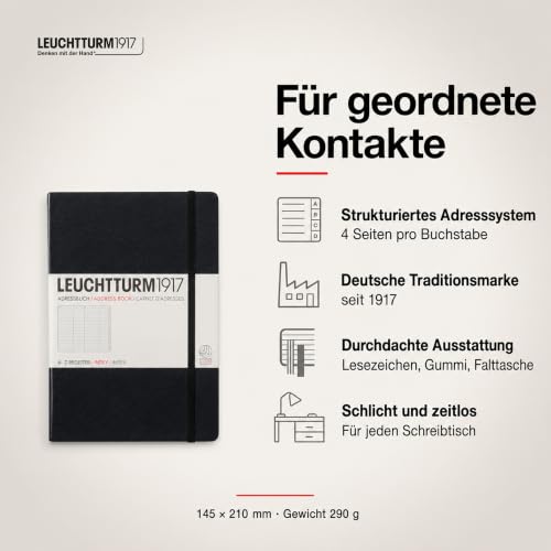 Adresownik Medium Leuchtturm1917 w linie czarny 330862