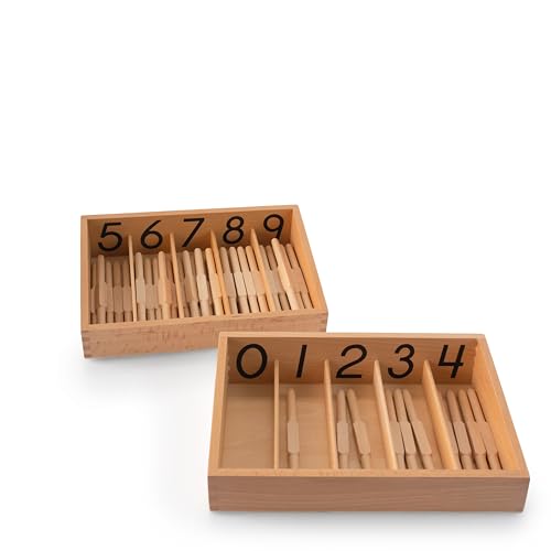 penepico Montessori Spindle Box with 45 Spindles – Solid Beechwood Counting Toys, Number Sense & Zero Concept, Preschool Homeschool Math Materials, Educational Gift for Kids 3-5