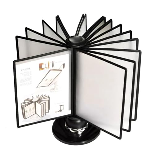 Flip File Organizer For Desk, Rotating Catalog Display Rack - File Organizer For Desk, 20 Double-Sided Panels, Letter-Size, Desktop Reference System, For Display A4 Documents, Product Price List, Desk