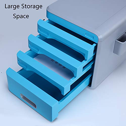 noxozoqm Flat File Cabinet, Drawer Organizer 4-Layers Lockable Environmentally Friendly Plastic-Yellow/Orange, with Digital Code Lock (Color : Orange)