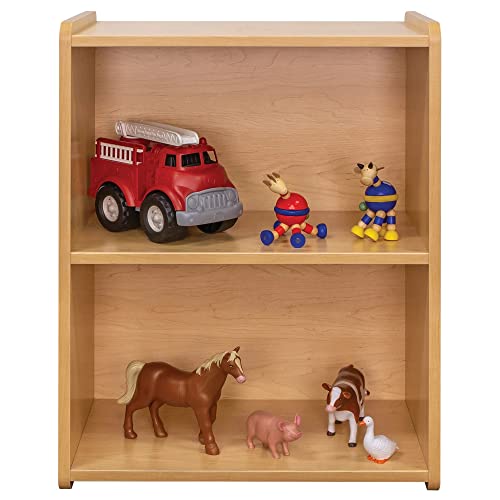 Tot Mate Single-Sided 2-Shelf Storage Cabinet for Kids and Toddlers, Free-Standing Wooden Bookshelf for Classroom, Preschool, 24" W x 30.5" H (Maple, Ready-to-Assemble)