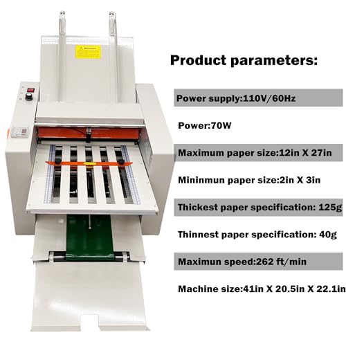 HQHAOTWU Paper Folding Machine Digital Paper Folder with Electronic Counter Automatic Electric Document Folder Speed Adjustable Desktop Origami Machine with 4 Folding Trays 262ft/min 110V