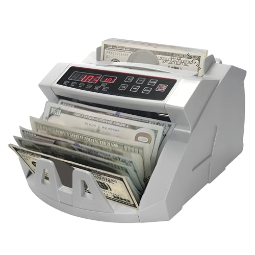Money Counter Machine with Value Count, LCD Display Cash Counter UV/MG/IR Counterfeit Detection Function Mix Denomination Counters Machine US Plug