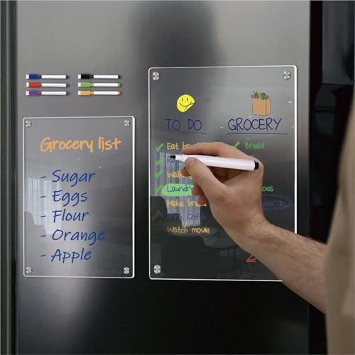 Magnetic Transparent Acrylic Week Plan Message Board Scratchable Refrigerator Sticker(A3(29.7x42cm))