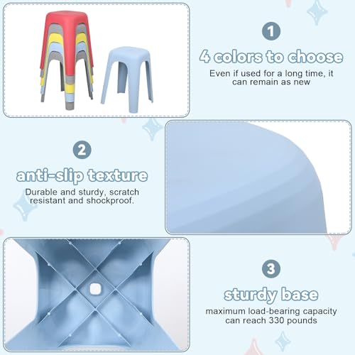 feneihe Classroom Stools & School Chair Set (8 Pcs) - 17" Small Stool for Kids, Plastic Stool Chair & Kids Chairs for Table, Flexible Seating 8pcs