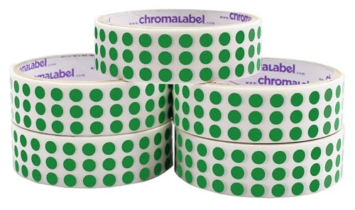 ChromaLabel Green Dot Stickers, 1/4 Inch, 1000/Roll, Case of 5