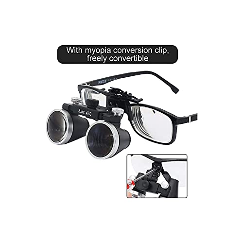 EUQKKWLOY Magnifying Glasses Dental Loupes,Head Mountlighted Magnifying Glasses, Operation Loupe Dental Loupes Binocular Magnifier 2.5X / 3.5X Magnification,3.5X for Hobbies,Reading,Jew