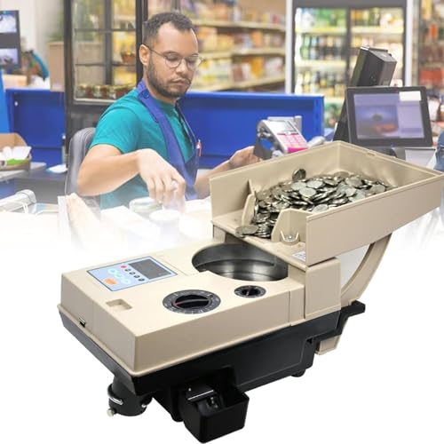 Coin Counter Sorter Machine,2000 Coins Capacity Electric Coin Sorter with LCD Screen, Coin Diameter 14mm~34mm, for Most Coins