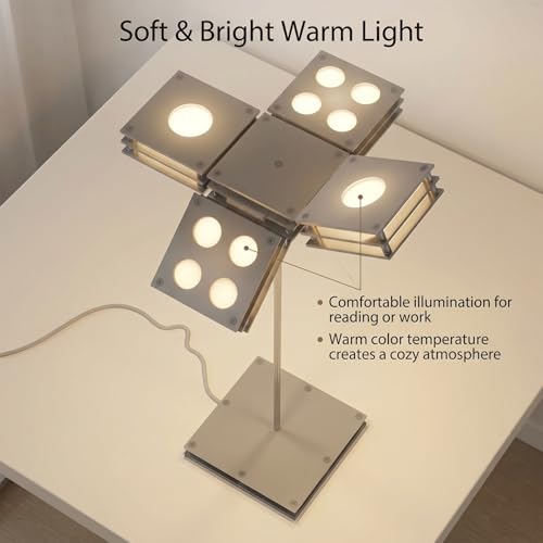 XIVUIFOI Rotatable Foldable Stainless Steel Desk Lamp, 7W Ambient LED Light, 3000K Warm Light, 180° Forward/Backward & 30° Up/Down Adjustable Angles,