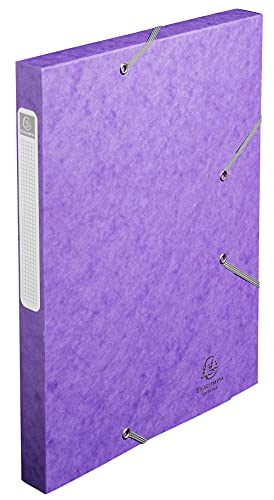 Exacompta Pack of 25 24 x 32 cm 25 mm Spine Archive Boxes with Elastic Strap and Back Label Purple 18515H