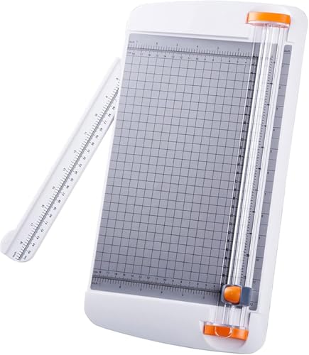CVGfko Small Paper Cutter A4 Guillotine Cutter for Scrapbooking, with Automatic Safety Guard and Side Rulers, for Cutting Coupons, Craft Paper and Photos Multi-Function Office Cutting Ma