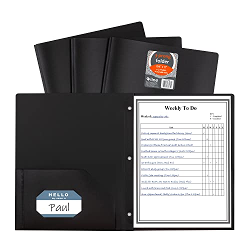 C-Line Two-Pocket Poly Portfolio with Prongs, Black (33961)