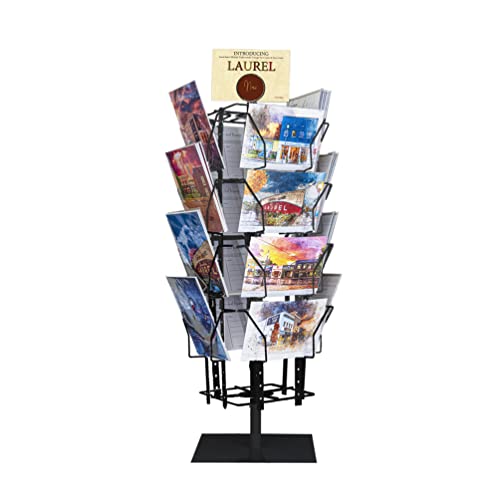 FixtureDisplays® Up to 16 Adjustable Pockets Display Rack, Greeting Post Card Christmas Holiday Spinning Rack Stand, Pocket Size: 4.5-9.9" Wide, 5.8" and Up Tall 11602-BLACK