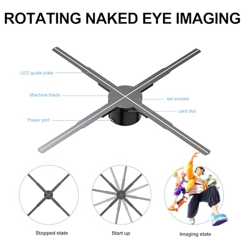 3D Hologram Fan 19.6in 2000x1152 WiFi Projector with 576 LED Light Beads for Business Store Advertising(42cm norm Edition)
