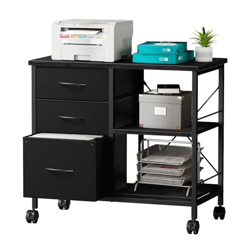 DUMOS 3 Drawer Mobile File Cabinet, Rolling Printer Stand with Storage
