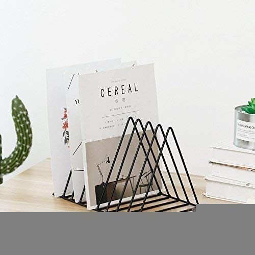 XIADENGLAN Large Capacity Bookshelf Iron Geometry Newspapers and Magazines Storage Rack Home Decor Shelf-Black