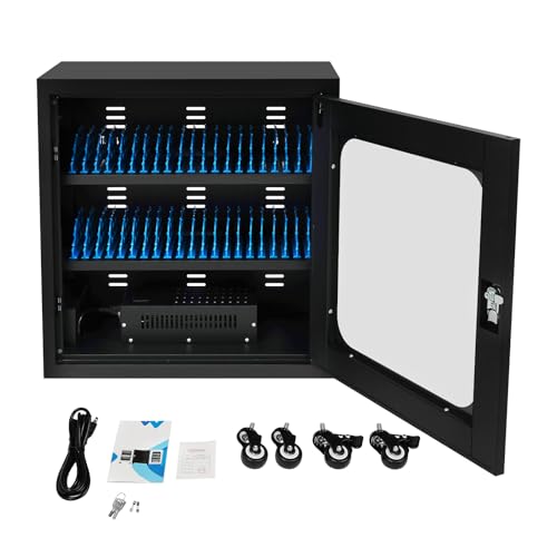 BOPRCSH 22.8 * 10.6 * 16.9in Laptop and Tablet Storage Charging Cabinet, Lockable Charge Box with 20-Unit Charging Cabinet, Suitable for School, Busines. Upgraded, Black (40slot)