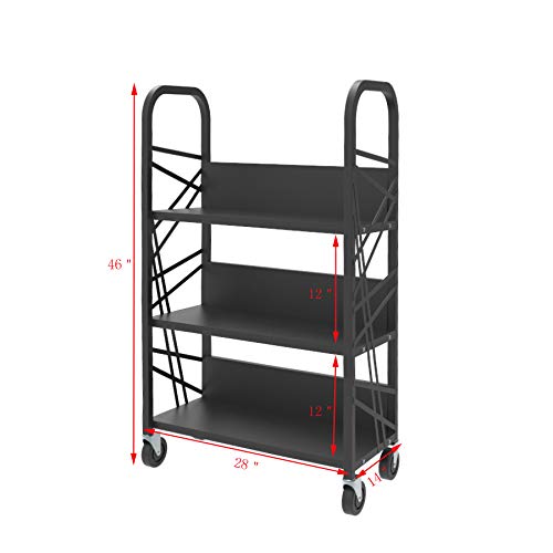 FixtureDisplays® Metal Book Cart Library Cart Pew Cart Mobile Book Storage School Book Organier 18465