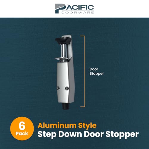 Pacific Doorware Step Down Door Stopper Heavy Duty, Aluminum, 6 Pack