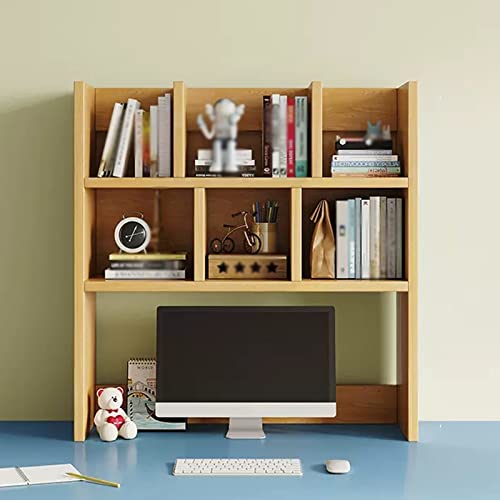 Bookcase Desktop Bookshelf Organizer Wood Countertop Bookcase Storage Display Rack Office Supplies Desk Organizer Desk Organizer Literature Photo Display Rack, Light Brown Modern(L70xD20xH70cm)