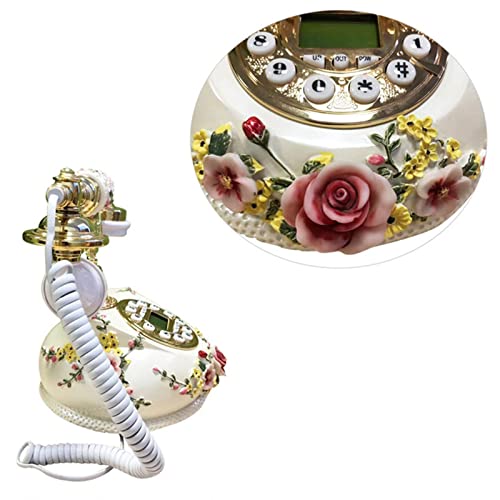 QUANGJN Corded Retro Landline Phone with LCD Screen for Caller ID Calendar Clock Display, Vintage Style Push-Button Telephone for Home, Office & Hotel