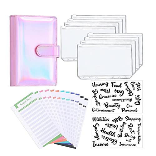 TEDILUVI A6 Binder Budget Planner Notebook Covers Folder Size 6 Hole Pockets Zipper Money Saving Envelope