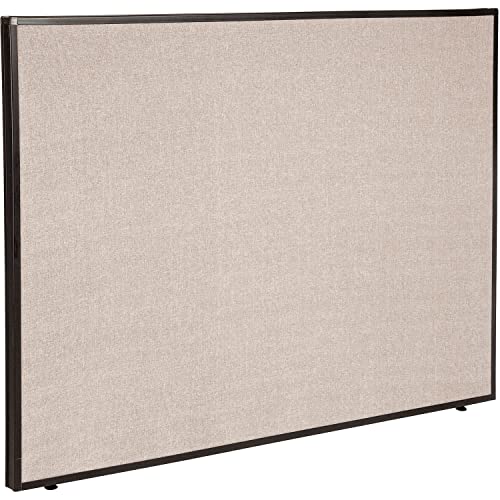Global Industrial Office Partition Panel, 60.25" W x 42" H, Tan, 1-3/4" Thick, Flame Retardant, Self-Extinguishing Trim, Heavy Tackable Liner, Adjustable Leveling Feet
