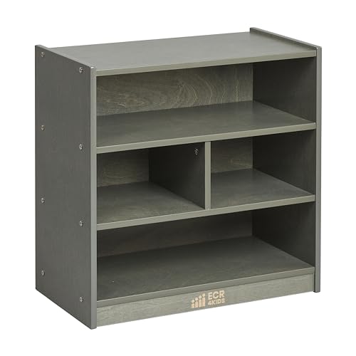 ECR4Kids Mobile Building Block Storage Cabinet, Small, Classroom Furniture, Grey Wash