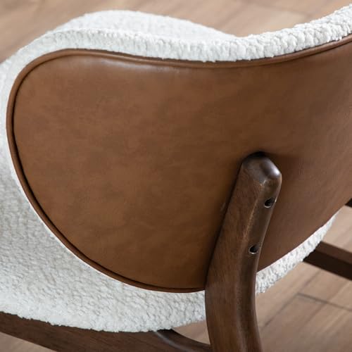 Furniture of America Lucian Mid-Century Modern Solid Wood 2 Piece Brown Round Side Table Set with Upholstered Chair, Easy Assembly, for Home, Office, Living Room, Walnut