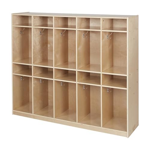 Back2School Express 10-Section Cubby Storage Coat Locker, Backpack Organizer, Natural