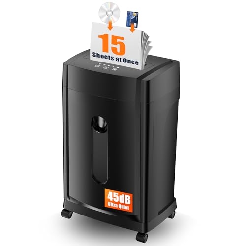 KRT KRT KRT Paper Shredder for Office Home, 18-Sheet Micro Cut Paper Shredder Auto Feed Cross Cut with 8 Gallons Bin, P-4 High Security Level, Shreds CDs/DVDs, Black