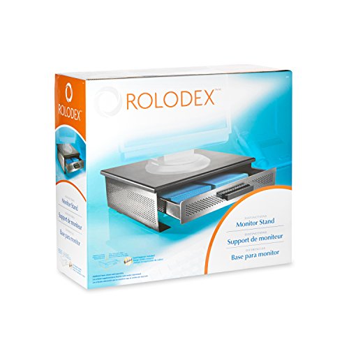Rolodex Punched Metal and Wood Monitor Desk Stand, Black and Gunmetal (82447)
