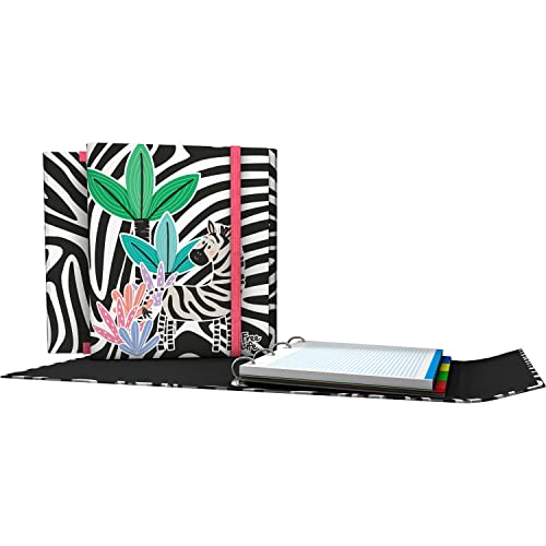 Grafoplás 88212640. 4 Ring Folder with Flap, A4, Rubber Closure, Includes Replacement and Separators, Carpeplus, Free Life Collection, Zebra