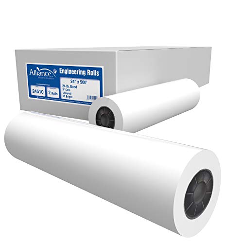 Alliance Wide Format Paper 24" x 500' Rolls Bond Engineering (24lb | 2 Rolls, 24 In x 500 Ft | 3" Core)