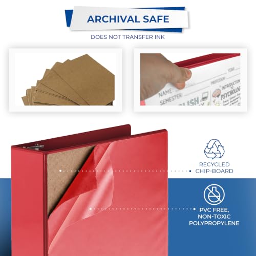 Samsill 3 Inch 3 Ring Binders, Economy Round Ring, Clear View Cover, 550 Sheet Capacity - for School, Home, Office - Red, 4 Pack