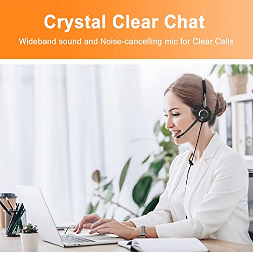 Polycom Phone Headset Noise Cancelling Mic RJ9 U10P Bottom Cable Compatible with Polycom VVX, Shoretel, Nortel Phones