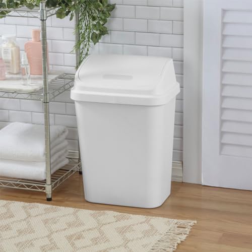 Sterilite Swing Top Wastebasket, Trash Can, 7.8 Gallon, White, 18-Pack