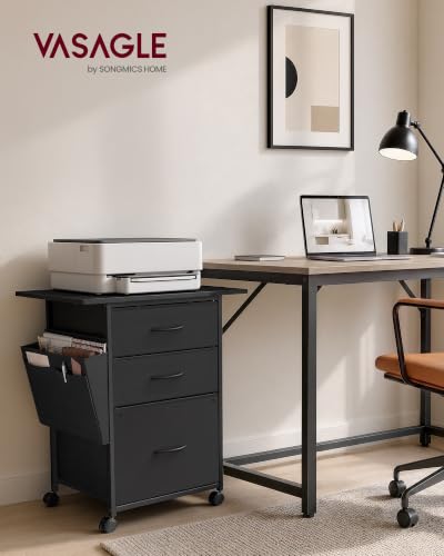 VASAGLE 3-Drawer File Cabinet, Mobile Printer Stand with Storage