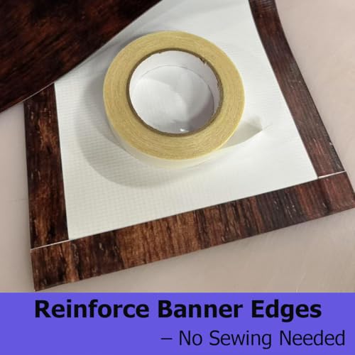 4U Media&Displays Heavy Duty Banner Hem Tape 1″ × 90′ 12 Rolls – Permanent Double-Sided Tape for Vinyl Banners, Signs, Outdoor Graphics & Reinforced Edges