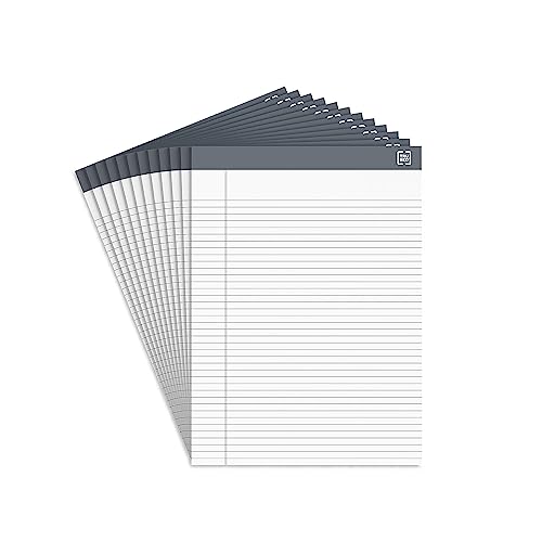 TRU RED Notepads, 8.5x11.75 Inch, Narrow Ruled, White, 12-Pack