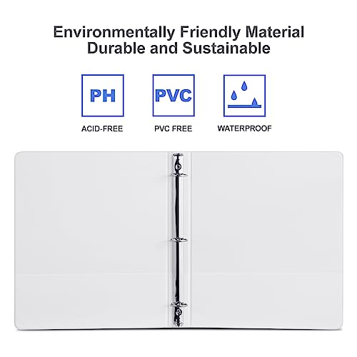 ViVin 1/2 Inch Binders 3 Ring, Sturdy Half Inch Binders, 36 Pack, White
