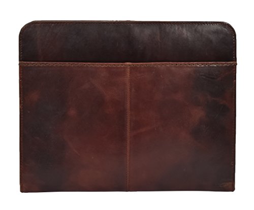 Luxury Leather Ring Binder Folio Zip Around A4 Pad Document Tan File Case Percy