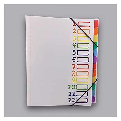 Filing Envelopes 12 in Multi-Page Classification Folder Holder Storage Bag A4 File Sorter Helper Plastic Folders (Color : BK)