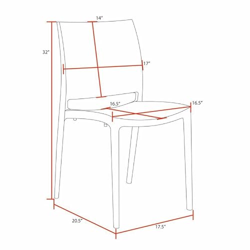 Niche Terrace Plastic Indoor/Outdoor Stacking Chair, 12 Pack - White Down