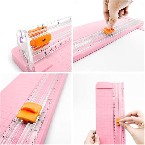 Paper Cutter Blades with Protectors and Edge Rulers for Offices, Homes and Schools. (Pink)