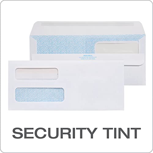 Columbian #10 Security Envelopes, 500 Pack, Double Window Self Seal Envelopes for Invoices, QuickBooks Checks and Business Mailings, 4-1/8 x 9-1/2 Inches, Durable 24 lb White Paper