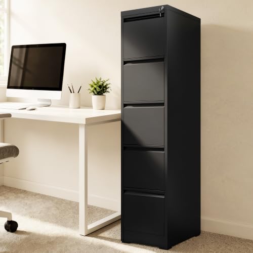 FOSTOKO 5 Drawer File Cabinet for Home Office, Vertical Filing Cabinet