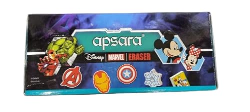Apsara Eraser Disney Dispenser|for Clean & Clear Erasing|Dust Free|Non-Toxic & Safe for Kids|Vibrant Body Colors|5 Assorttment Designs|Use for School,College Students|50 Pcs Pack,Multi-Color