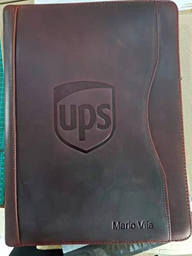 Personalized Leather 3 Ring Binder Portfolio with Front Pocket