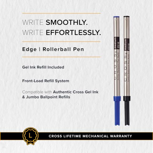 Cross Edge Matte Black Selectip Rollerball Pen, Medium Point, Black Ink